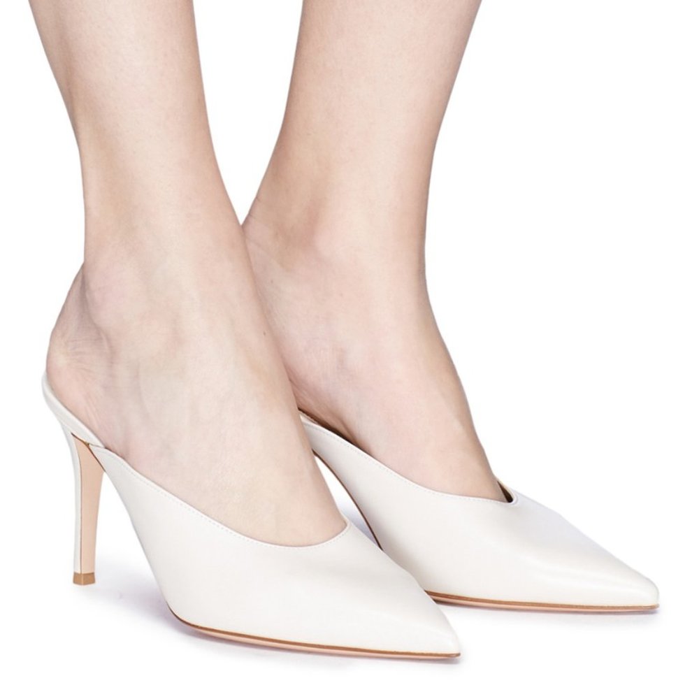 Gianvito Rossi Leather Reeve Kitten Mule 2018 Sz 4 - Picture 2 of 12